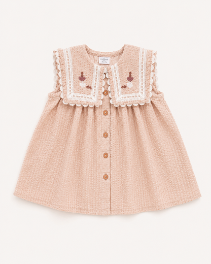 Floral Embroidered Lace Collar Dress