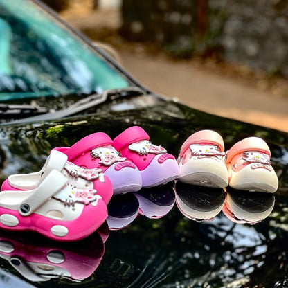 Kids EVA clogs in pink with kitty design - comfortable toddler shoes