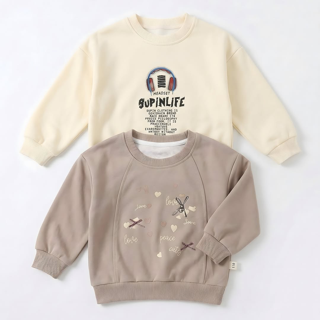 Kids unisex graphic fleece sweatshirt - brushed interior warm kids clothing India