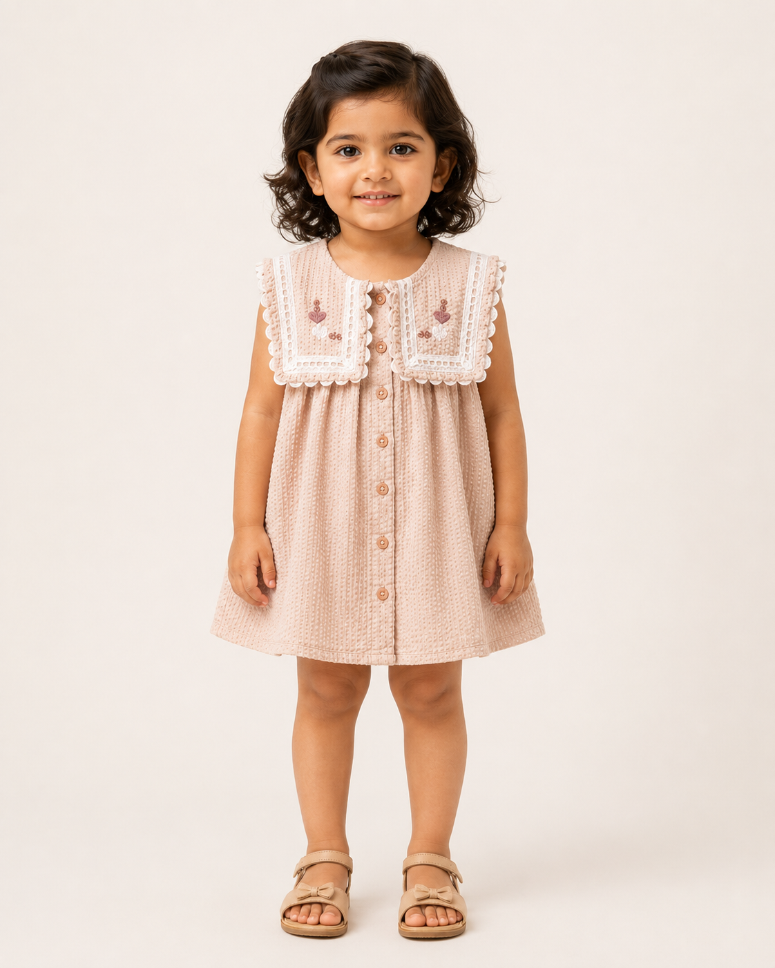 Floral Embroidered Lace Collar Dress