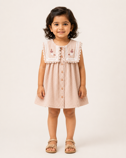 Floral Embroidered Lace Collar Dress