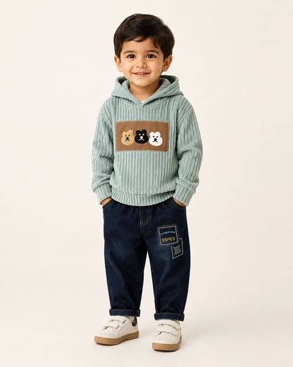 Kids Boys Mint Green Bear Patch 2-Piece Set