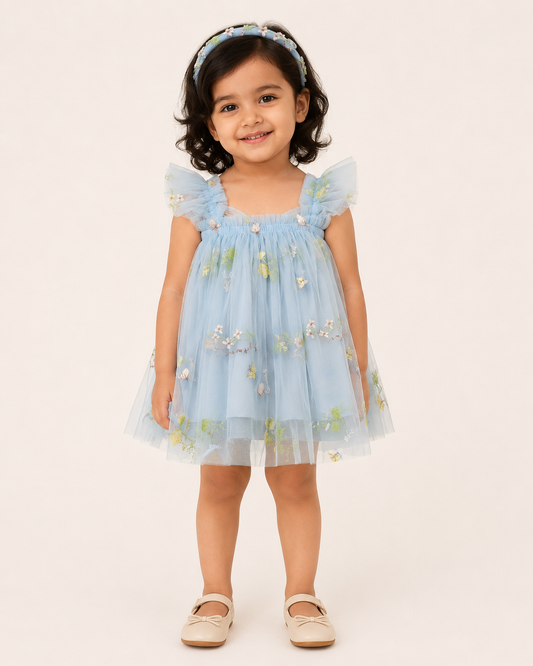 Baby Girl Sky Blue Butterfly Tulle Dress