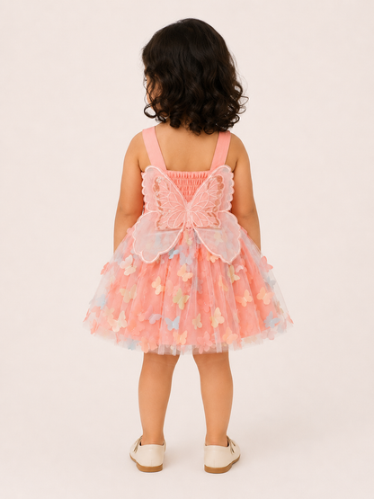 Baby Girl Pink 3D Butterfly Tulle Party Dress