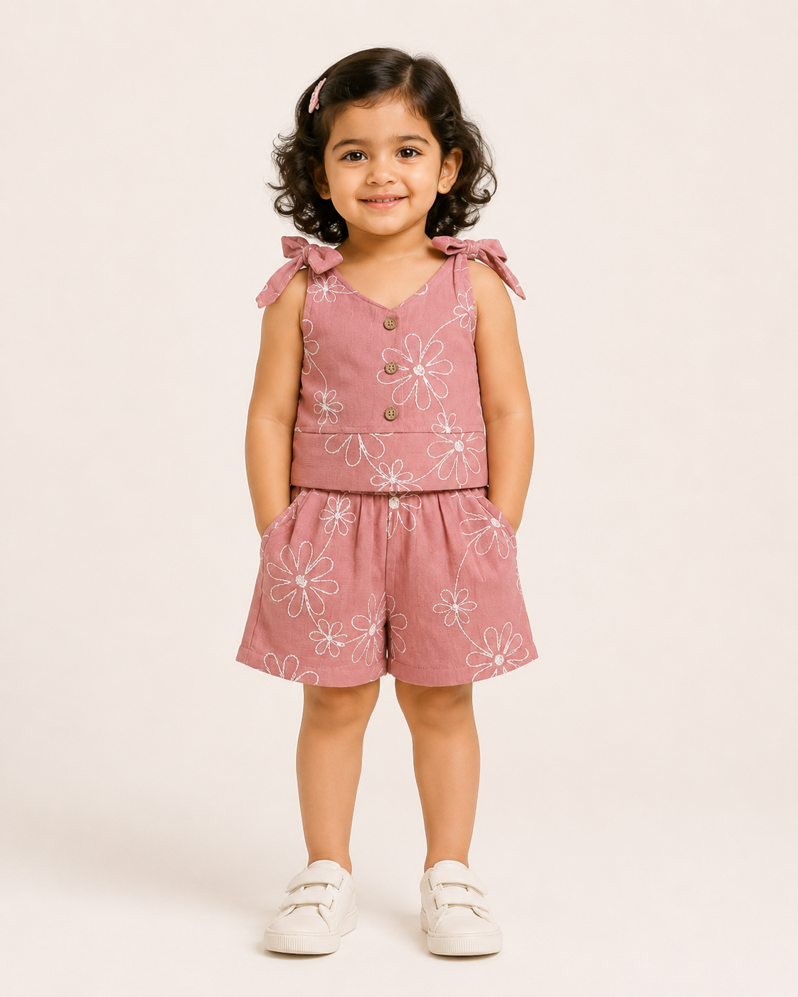 Girls Daisy Tie-Strap Top & Shorts Set