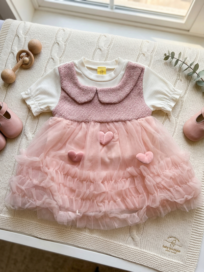 Baby Girl Pink Love Heart Print Frock