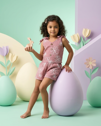 Girls Daisy Tie-Strap Top & Shorts Set