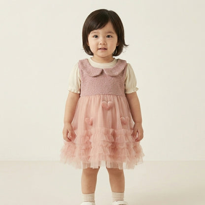 Baby Girl Pink Love Heart Print Frock