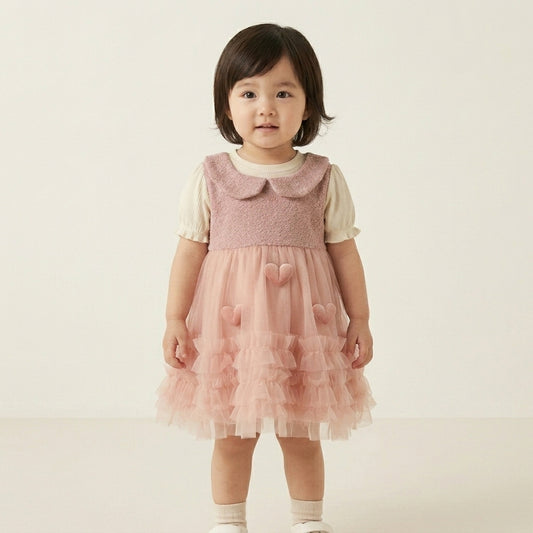 Baby Girl Pink Love Heart Print Frock